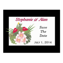 Tropical Flowers Save The Date Postcard