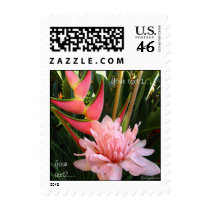 Tropical Flowers Wedding Small Postage Stamp