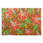 Tropical Flowers Wild Tiger Pattern Place Mats