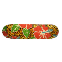 Tropical Flowers Wild Tiger Pattern Custom Skate Board