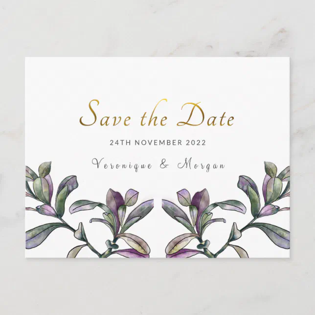 Tropical Foliage Wedding Save The Date Postcard Zazzle