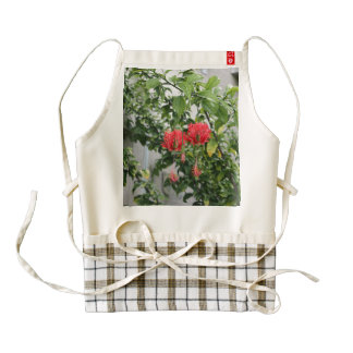 Tropical Fringed Coral Hibiscus Flower Zazzle HEART Apron