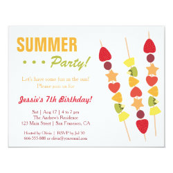Tropical Fruity Summer Birthday Party 4.25x5.5 Paper Invitation Card