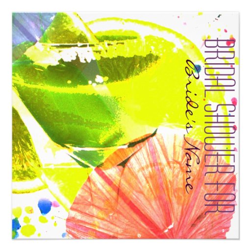 Tropical funky Cocktail glass bridal shower invite