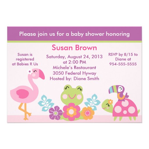 Tropical Garden/Animals Baby Shower Invitation