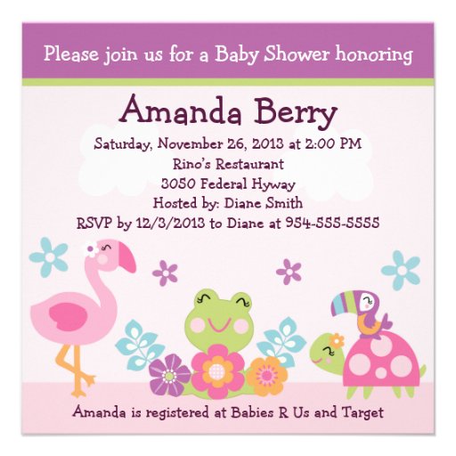 Tropical Garden/Animals Baby Shower Invitation