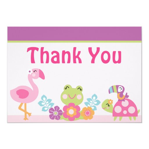 Tropical Garden/Animals Baby Shower Thank You Card Zazzle