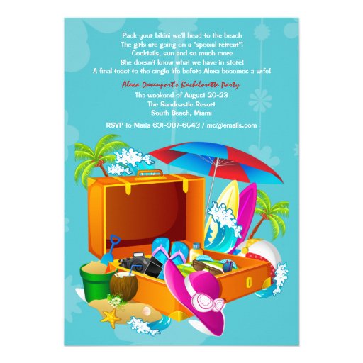 Tropical Get-Away Bachelorette Party Invitation