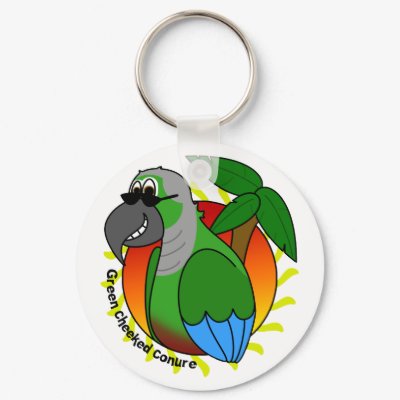 Tropical Green Cheeked Conure Keychain by MenagerieMayhem
