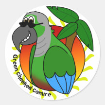 Tropical Green Cheeked Conure Round Stickers
