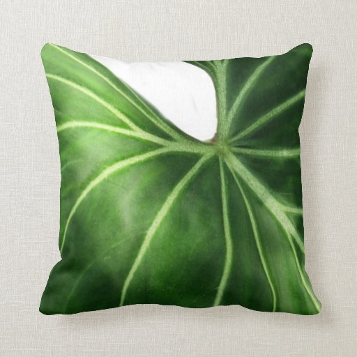 Tropical Green Leaf Throw Pillow Zazzle