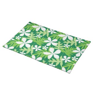 Tropical Green White Placemats