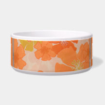 Tropical Hawaiian Flowers Diva Lucky Doggie Dog Food Bowls