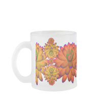 Tropical Hawaiian-Frosted Cup, Flowers Coffee Mugs