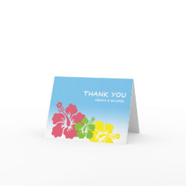 Tropical Hawaiian hibiscus flower thank you note Cards
