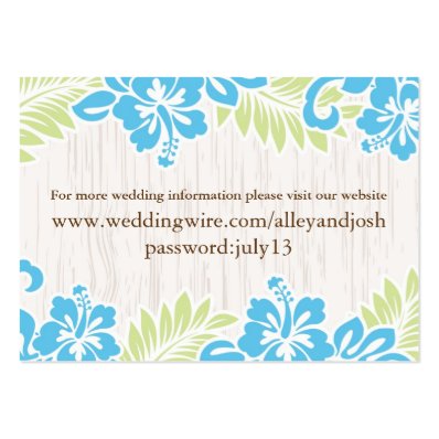 Tropical Hawaiian Info Card Turquoise Business Cards