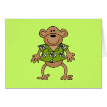 Tropical Hawaiian Monkey Tshirts and Gifts Greeting Card