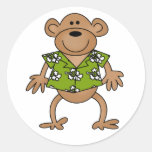 Tropical Hawaiian Monkey Tshirts and Gifts Round Stickers