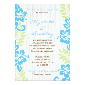 Tropical Hawaiian Wedding Invitation Turquoise 5
