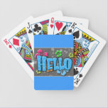 TROPICAL HELLO COLORFUL HIBISCUS FLOWERS COMMENTS playing cards