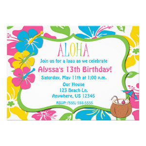 Tropical Hibiscus Birthday or Shower Invitation