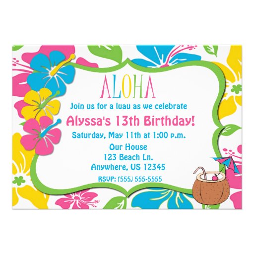 Tropical Hibiscus Birthday or Shower Invitation (front side)