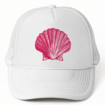 Tropical Hibiscus Blush Pink Sea Shell Mesh Hats