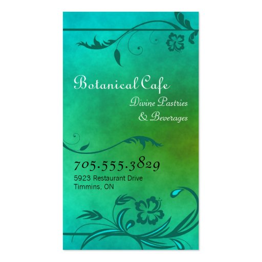 Tropical Hibiscus Cafe Restaurant Business Card (back side)