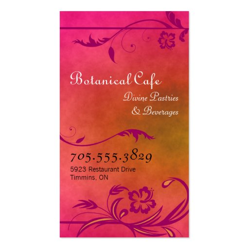Tropical Hibiscus Cafe Restaurant Business Card (back side)