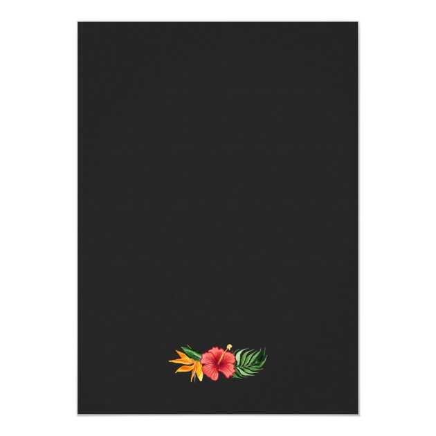 Tropical Hibiscus Floral Gold Frame Bridal Shower Card