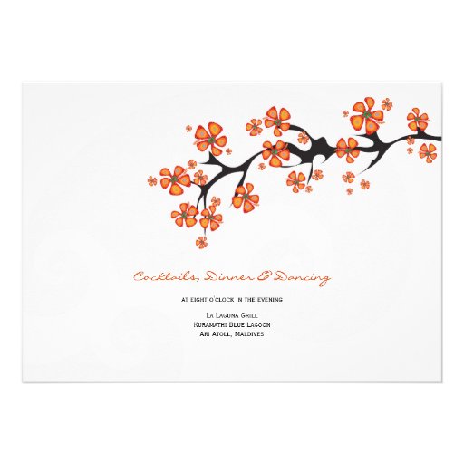 Tropical Hibiscus Flower Fusion Swirls Wedding Announcement