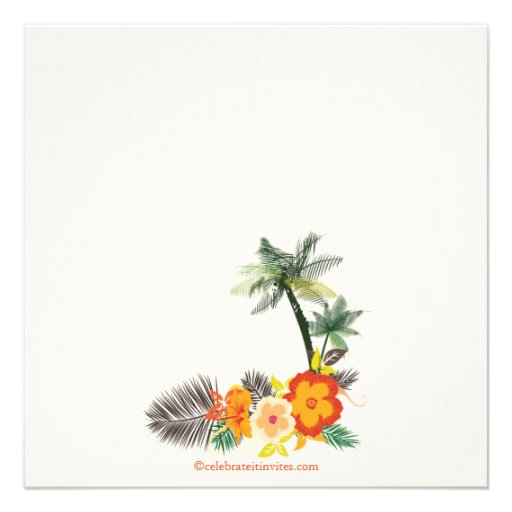 Tropical Hibiscus Flowers Bridal Shower Custom Announcements