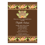 Tropical Hibiscus Flowers & tiki  Bridal Shower Personalized Announcement