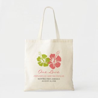 Tropical Hibiscus Flowers Wedding Guest Canvas Bag