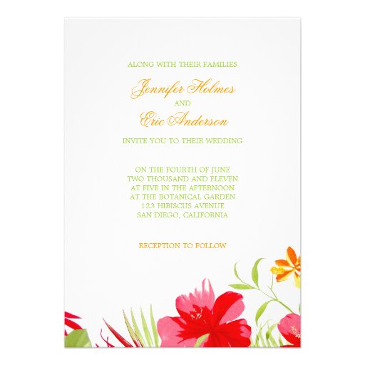 Tropical Hibiscus Wedding invitation