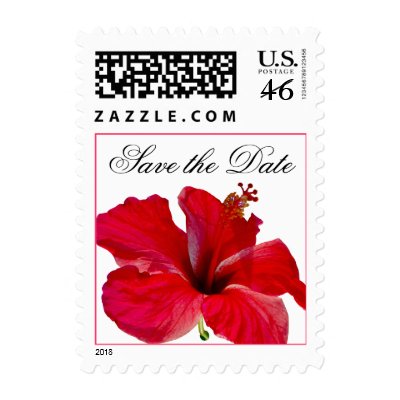 Tropical Hibiscus Wedding Postage Stamp