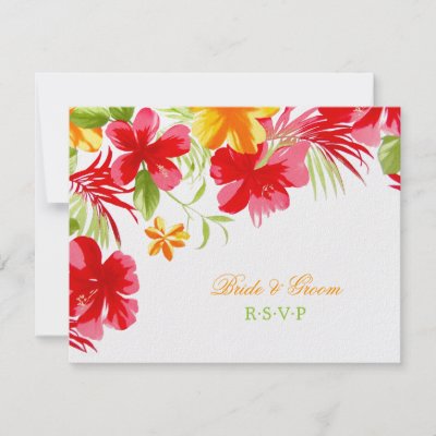 Tropical Hibiscus Wedding RSVP card Personalized Invitations by BluePlanet