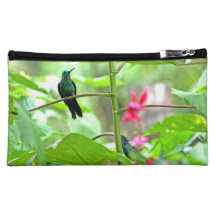 Tropical Hummingbird and Flowers Cosmetic Bags