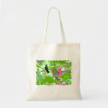 Tropical Hummingbird and Flowers Tote Bags