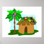 Tropical Hut, Palm Tree, and Toucan posters