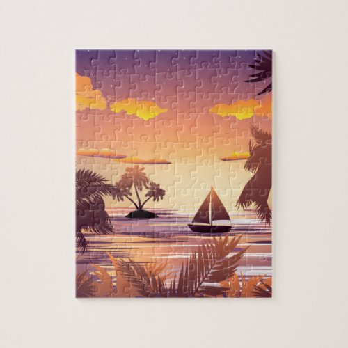Tropical Island at Sunset Puzzle