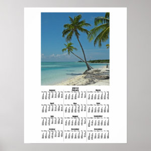 Tropical Island Beach 2012 Calendar Poster Print print