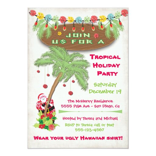 Tropical Island Christmas Holiday Party Invitation Zazzle