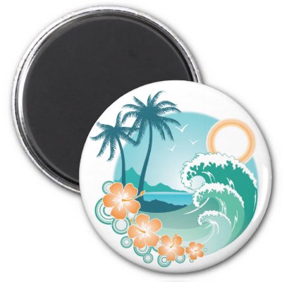 Tropical Island Refrigerator Magnet