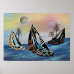 Tropical Island Neon Sails Print