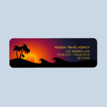 Tropical Island Ocean Palm Trees labels labels