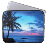 Tropical Island Pink Blue Sunset Landscape Laptop Sleeve