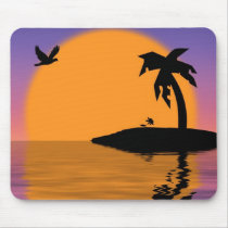 Tropical Island Sunset Mousepad by estjohn Tropical Island Sunset Mousepad