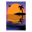 Tropical Island Sunset Poster posters by estjohn Tropical Island Sunset Poster posters