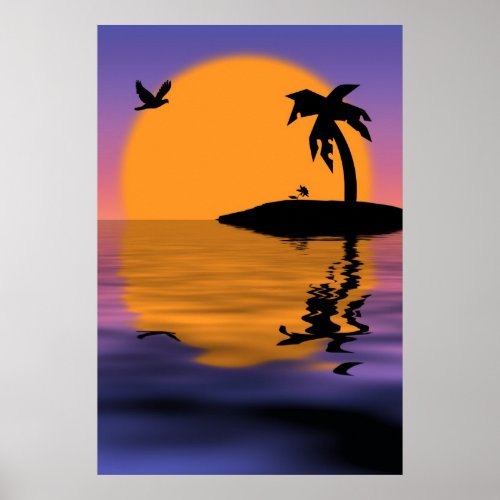 Tropical Island Sunset Poster print